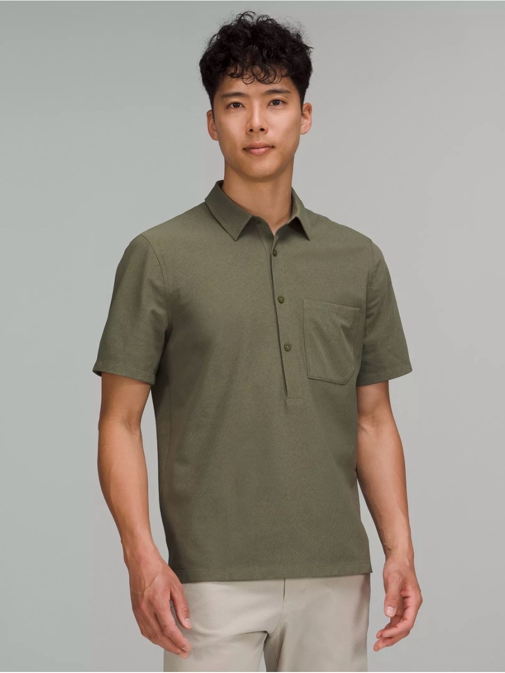 Lululemon Wovenair Popover Shirt Olive Green